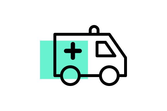 Ambulance Icon for Crafts and Medical Projects