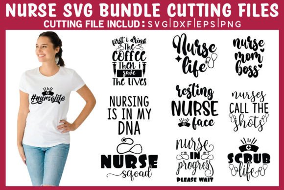 Nurse Bundle SVG DXF PNG EPS Cutting Files