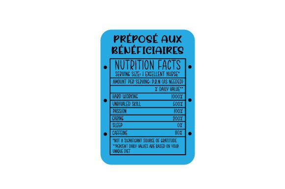 Préposé Aux Bénéficiaires Nutritrion Fact, 15 Oz Mug Wrap Blue
