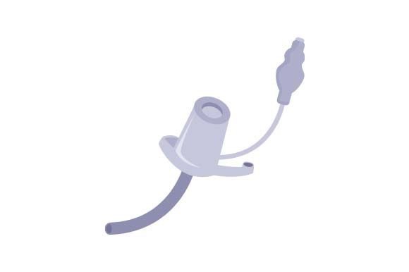 Tracheostomy Tube, Side View - Cartoon