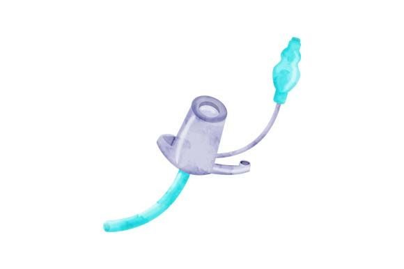 Tracheostomy Tube, Side View - Watercolor